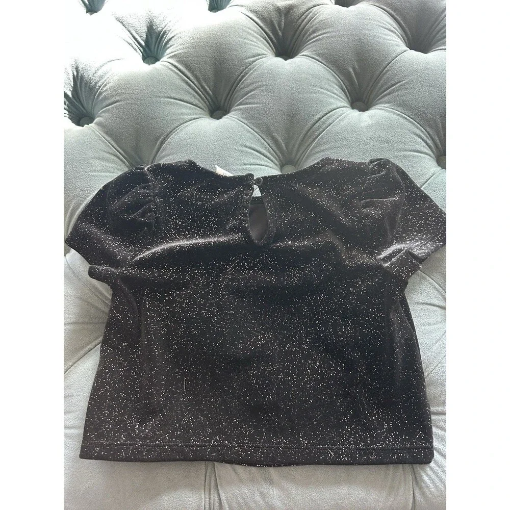 Baby Gap Black Sparkle Velour With bow Top Toddler Girl 3T